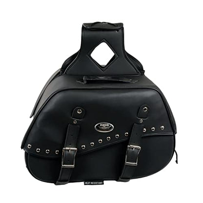 Milwaukee Leather Studded Throw-Over Motorcycle Saddlebags – Synthetic Leather – Universal Fit – Zip-Off - Large - color: SH655ZB-BLACK, size: Large