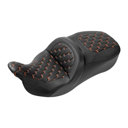 CC RIDER Driver Passenger Seat Hammock Gel Orange Hexagon Fit For Harley Touring 2009-2023 Street Glide Road Glide Road King Electra Glide and 2009-2021 Tri Glide - color: 16# Orange