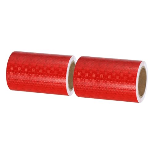 PATIKIL Reflective Tape, 2 Roll 4 Inch x 10 ft Waterproof Self Adhesive High Visibility Caution Warning Safety Tape Outdoor Reflector for Trucks Trailers Cars, Red - color: Red, size: 4 Inch x 10 ft