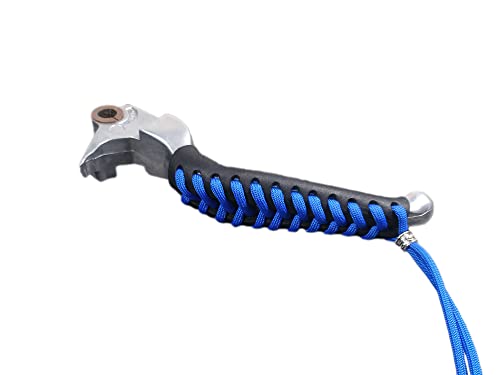 Mark's Custom Designs Heavy Duty Black Leather Motorcycle Lever Covers for HD Motorcycles with Blue Paracord