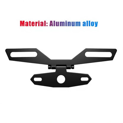 Universal Motorcycle License Plate Bracket, Adjustable Folding Mount Holder with Tail Light, for Scooter ATV Dirt Bike.Car Accessories (Black#M) - color: Black#M