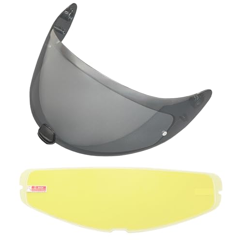 HJ20M Helmet Visor With Anti Fog Film, Motorcycle Helmet Face Shield Windshield Lens For HJC C70 FG-17 FG-ST IS-17 (Light Black+Film) - color: Light Black+film