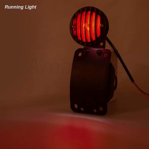 Amazicha 3/4" Motorcycle LED Tail Brake Light with Bracket, IP67 Waterproof Motorcycle Side Mount License Plate Rear Light Compatible for Harley Sporster Bobber Chopper Yamaha Suzuki Honda Kawasaki - size: 0.75inch, style: Curved