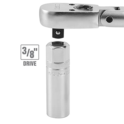 OEMTOOLS 22880 9/16" Magnetic Spark Plug Socket, 3/8" Drive, Alloy Steel, Magnetic Retention, Chrome Finish, For Domestic Vehicles, Easy ID Markings, Knurled Grip - style: 9/16 inch