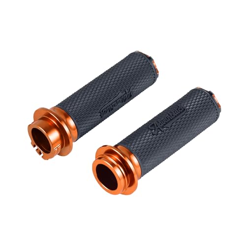 Advanblack AXION Performance Grips, Cable Throttle Hand Grips Compatible with Harley Touring Road Glide Street Glide, Softail - color: Orange