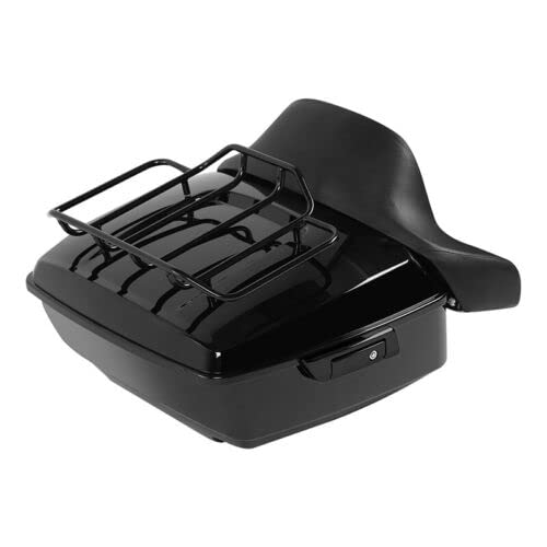 TCMT King Motorcycle Trunk Box Backrest Two Up Mounting Rack Top Rack Fit For Harley Touring 1997-2008 Electra Glide Road Glide Street Glide Pack - color: No Speaker Holes: Style D Black Rack