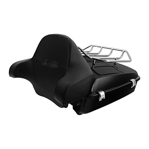 XFMT Motorcycle 10.7" Chopped Trunk w/Luggage Rack Backrest Pad For 2014-2025 Harley Touring Pack Road King Street Glide Road Glide Electra Glide Ultra Classic Tail Box - color: Chopped Tour-Pack&Around Pad&Top Rack