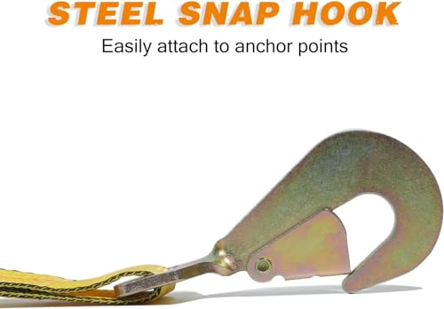 Heavy Duty Adjustable Car Tie Down Kit with Snap Hooks -Break Strength 10,000 lbs-Working Load 3333 lbs-2 Inch x 114 Inch - 4 Pack Axle Tie Down Straps (Yellow) - color: Classic Yellow