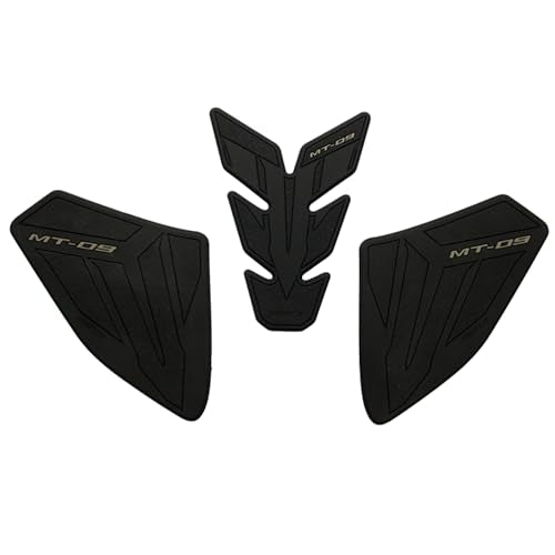 NIGHT CAT Motorcycle Fuel Tank Protector Compatible with MT-09 MT 09 MT09 Fuel Tank Pad Non-SlipTank Side Traction pad Gas Tank Sticker Set(Black) - color: Black