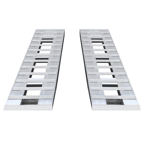 2pcs 6800lbs 6 ft x 15" Aluminum Trailer Ramps with Top Hook Attaching End & Crossbar Anti-Slip Truck Car Auto Ramp Universal Loading Ramps for Motorcycle, ATV, Bike, Lawn Mower - size: 15”W x 72”L