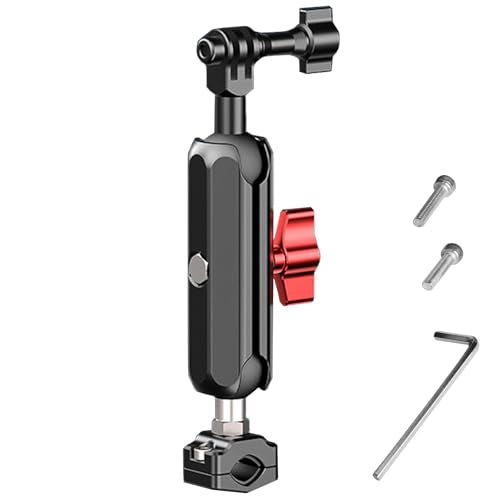Camera Clamp Mount, Super Camera Mount Dual Ball Head Magic Arm with U-Shaped for Motorcycle Handlebar & Aluminum,Super Clamp for DSLR, Action Camera, Go pr0, Insta360,360° Rotating, 78001 - size: Small(10-16mm)