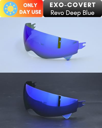 Compatible with EXO Covert Visor Replacement Motorcycle Helmet Visor Sun Protection Anti-Scratch, Universal(Revo Deep Blue) - color: Revo Deep Blue