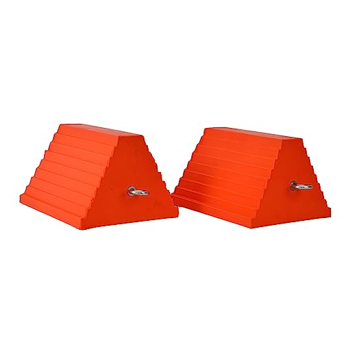 Wheel Chocks, Heavy Duty Wheel Chock with Handle，Rubber Wheel Chocks for Boat Trailers, RV, Truck, Camper, 2 Pack (Orange) - color: ORANGE-2