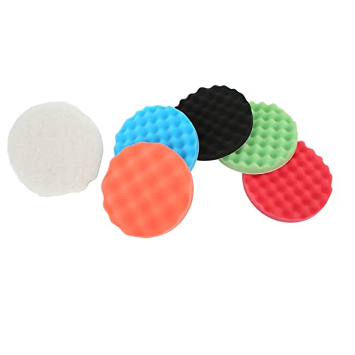 7Pcs 7in Polishing Sponge Pads Kit with Drill Adapter for Car Waxing Buffing and Dusting on RVs Motorcycles