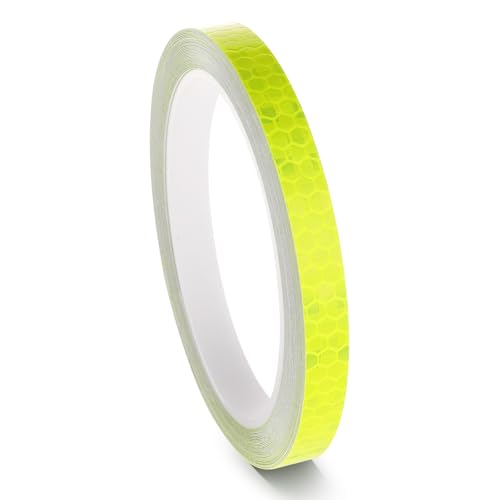 Neon Reflective Tape 0.4In x 26 Feet, Safety Warning Tape High Viscosity Durable Lasting Outdoor Waterproof Neon Reflector Strips for Bicycles Helmets Trailers(Yellow) - color: Yellow