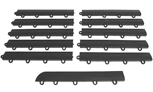 Big Floors Garage Floor Transition Edge, Interlocking Modular Garage Floor Edging Compatible with RaceDeck, GarageTrac & GarageDeck Tiles (Male, 11 Pack, Graphite) - color: Graphite, size: 11 Pack, Female