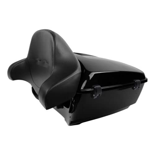 TCMT King Motorcycle Trunk Backrest Pad Two-Up Mount Rack Fit For Harley Touring 1997-2008 Electra Glide Road Glide Street Glide Pack - color: With Speaker Holes: Style I Chrome Rack