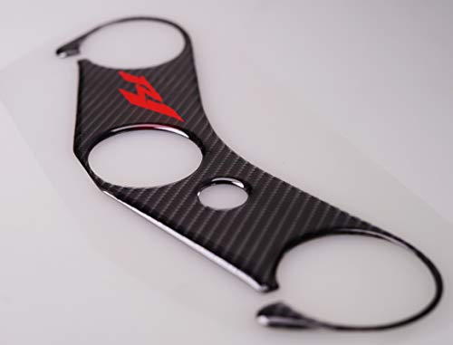 5D Real Carbon, Motorcycle Gas Tank Protector, Tank Pad Sticker, Tank Cap, Fuel Cap Decal, Top Clamp Triple Tree Pad with Keychain for R1, 4 Pcs Per Set