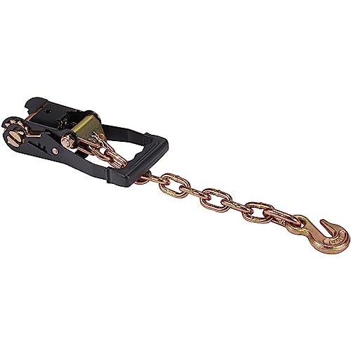 VEVOR Car Tie Down with Chain Anchors, Lasso Style 2"×120" Tire Straps, 5865 LBS Working Load, 11023 LBS Breaking Strength, with Heavy Duty Ratchets for Passenger Car, ATV, SUV, UTV, Truck, 4-Pack - style: Lasso-Style with Heavy Duty Hook