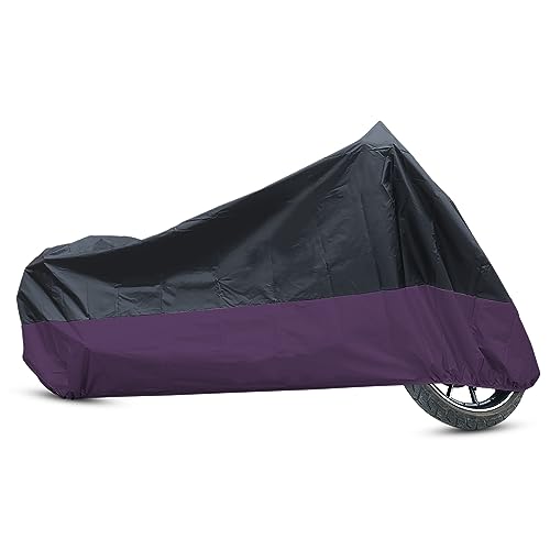 uxcell Motorcycle Cover Waterproof Outdoor Motorbike Rain Cover for Harley Road King Electra Glide Street Glide Tourings 190T XXXL Black Purple - color: Purple, size: XXXL