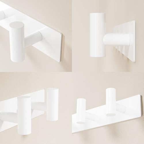 GWAAZXGZ White Wall Mounted Coat Rack – 5 T-Shaped Pegs for Hats, Bags & Towels, Heavy-Duty Metal Rail for Entryway, Bathroom, Closet, Bedroom (1 Pack) - color: White