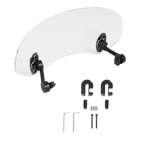 28.5cm Motorcycle Wind Deflector Clear Lens Adjustable Clip Windshield Extension Universal Fit for Most Motorcycle Scooter, White - size: Small-white
