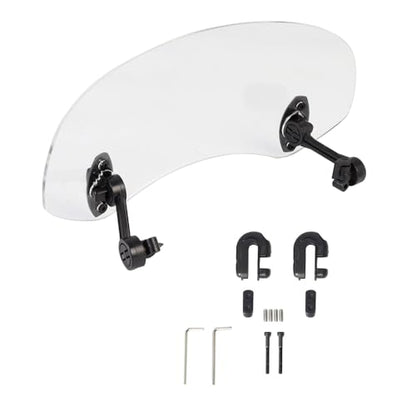 28.5cm Motorcycle Wind Deflector Clear Lens Adjustable Clip Windshield Extension Universal Fit for Most Motorcycle Scooter, White - size: Small-white