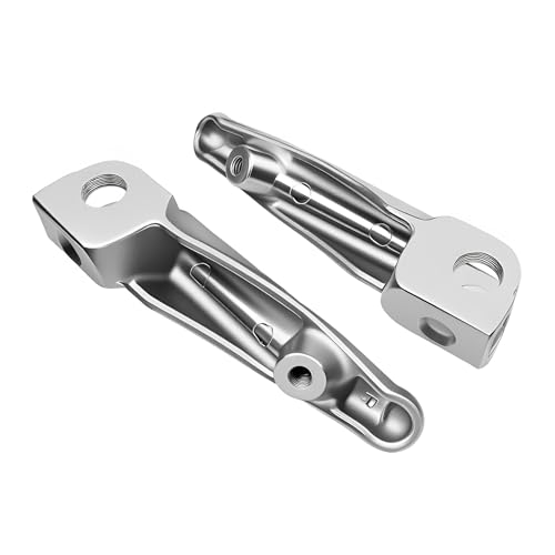 Footpegs Front and Rear Footrest Foot Pegs Compatible with Kawasaki ZX6R Z750 Z1000 ZX14 ZZR1200 ZX-10R ZX-9R, - color: Chrome#F+R