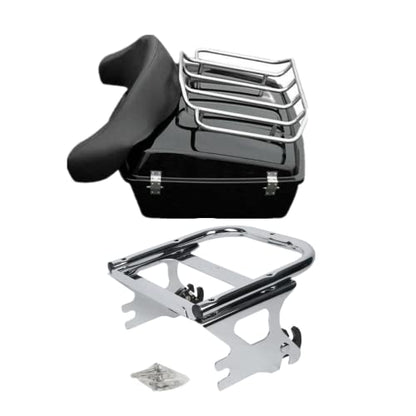TCMT Chopped Motorcycle Trunk Backrest Pad Luggage Rack 2 Up Mount Rack Fit For Harley Touring 1997-2008 Road King Road Street Electra Glide Pack - color: Chopped Style A Chrome Rack