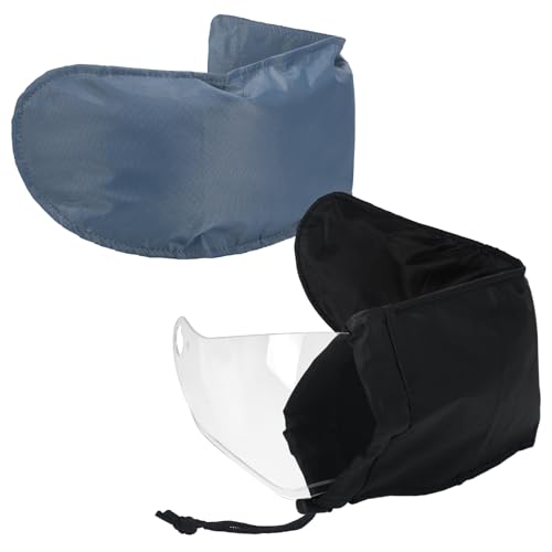 Cutecrop 2 Pcs Motorcycle Helmet Visor Bags for Storing and Carrying Helmet Visor Scratch Face Shield Sleeve with Scratch Fleece Soft Lining(Black,Gray) - color: Black,gray