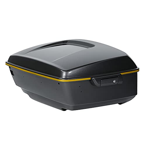 Gold/Black Geometric Shape Fade 13.7" King Trunk W/Latch Key Fit For Harley Trunk Touring CVO Road King Road Glide Street Glide Electra Glide Ultra Limited 2014-2025 - color: Gold/Black Geometric Shape Fade(W Speaker Holes)