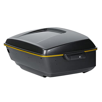 Gold/Black Geometric Shape Fade 13.7" King Trunk W/Latch Key Fit For Harley Trunk Touring CVO Road King Road Glide Street Glide Electra Glide Ultra Limited 2014-2025 - color: Gold/Black Geometric Shape Fade(W Speaker Holes)