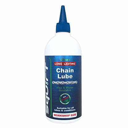 Squirt Chain Lube for Bikes 500 ml – Long-Lasting Lubricant for All Bike Chains – All-Weather Dry Bike Chain Lube to Reduce Noise – Bicycle Tools & Maintenance Aid - size: 1 Pack, 500 ml