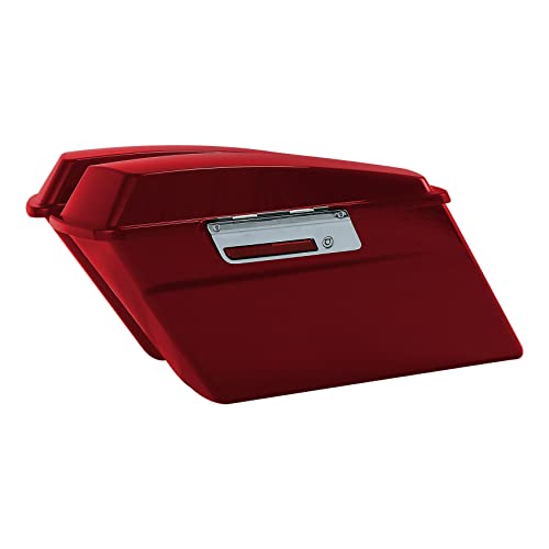 TCMT Hard Saddle bags Saddlebag Trunk W/Latch Keys & Liners Carpet Insert Fits For Harley Touring Road King Road Street Glide Electra Glide Ultra FLHT FLHR FLHX 1994-2013 - color: Red Chrome Latches#B