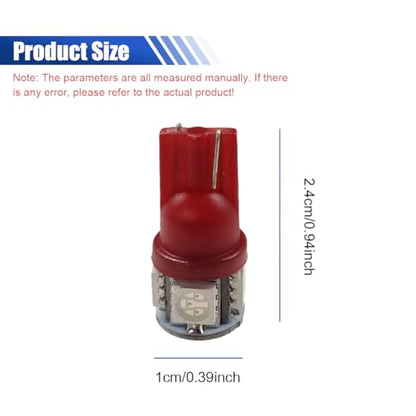 Craedli 2PCS 194 LED Light Bulbs, 12V T10 2825 168 Car License Plate Lights with 5SMD 5050 Chips, 6000K Red Bright Wedge Base Lamp Replacement for Car Interior Dome Map(Red) - color: Red