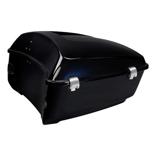 TCMT 13.7" King Motorcycle Trunk Box W/Latch Key Fit For Harley 2014-2025 Touring CVO Road King Road Glide Street Glide Electra Glide Ultra Limited Midnight Blue - color: Midnight Blue(W Speaker Holes)