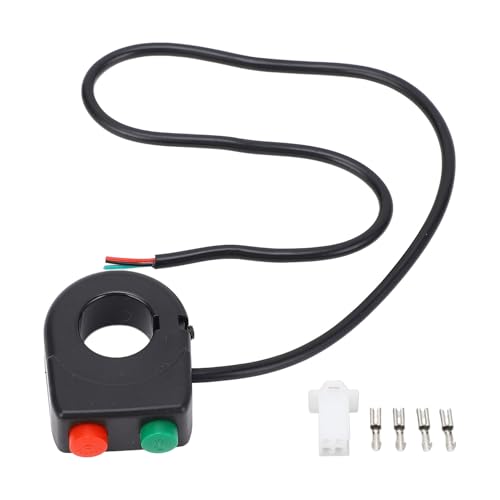 Qiilu Universal 7/8inch ABS Plastic Handlebar 12V Horn Head Light Black On Off Button Handlebar Switch Fit for Motorcycle Scooter E Bike Black