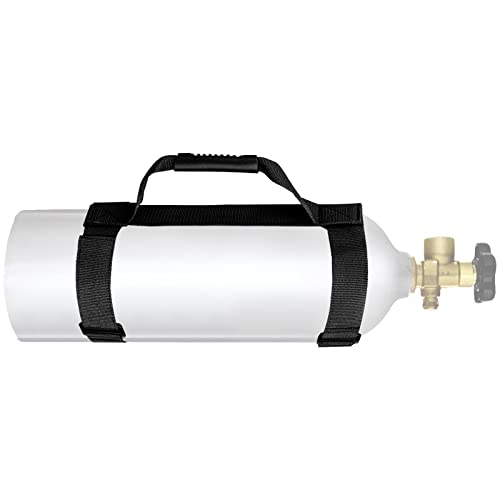 Dive Tank Carrier, Heavy Duty Webbing Scuba Air Tank Band Adjustable Cylinder Holder Carrying Strap with Comfort Handle - color: Black