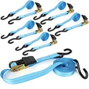 Ratchet Straps, 6Pack 20Ft Ratchet Tie Down Straps, 1700 LB Break Strength Ratchet Tie Down Straps with Safety Lock S Hooks & Rubber Handle for Moving Cargo, Motorcycle, Appliances, Lawn Equipment - color: Blue, size: 6 pack 1 inch x 20 ft