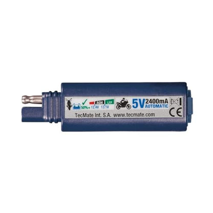 Tecmate OptiMATE USB O-100, Combination 2400mA USB Charger and 3-LED Battery Monitor, With Vehicle Battery Protection