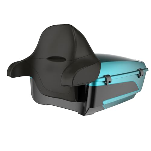 Advanblack King Tour Trunk Pack Compatible with Harley Touring CVO Road Glide, Street Glide, 2023.5 2024 2025 2026 Mounting Rack, Full Backrest & Trunk Liners (Teal Thunder/Vivid Black) - color: Teal Thunder/Vivid Black