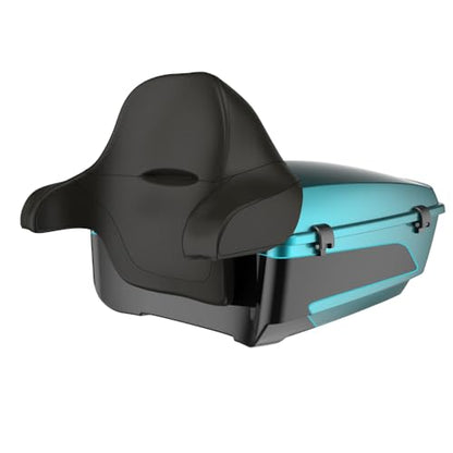 Advanblack King Tour Trunk Pack Compatible with Harley Touring CVO Road Glide, Street Glide, 2023.5 2024 2025 2026 Mounting Rack, Full Backrest & Trunk Liners (Teal Thunder/Vivid Black) - color: Teal Thunder/Vivid Black
