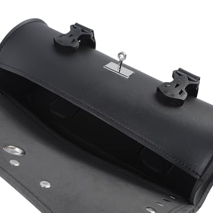 H RUO Motorcycle Handlebar Bag Saddlebag Tool Storage Pouch with Lock Handlebar Fork Bag Sissy Bar Roll Bag Universal for Harley Sportster Softail Dyna Suzuki Yamaha