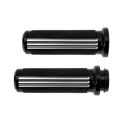 1 inch Handlebar Grips 25mm Aluminum Defiance Cable Throttle Hand Grips Compatible with Harley Touring Softail Dyna Sportster XL883 1200 XR VRSC - color: Black & White-Electronic Throttle