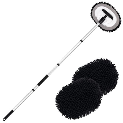 Ordenado 62" Car Wash Brush Kit Mitt Mop Sponge with Long Handle Chenille Microfiber Car Cleaning Brush Kit Supplies Car Washing Mop Kit Car Care Kit of Scratch-Free Replacement Head for Car RV Truck - color: C-black