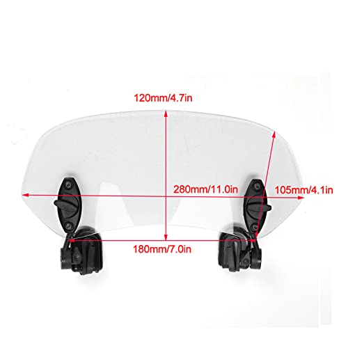 Aramox Motorcycle Windshield, Adjustable Clip On Wind Deflector, 11 Inch Windscreen Accessories