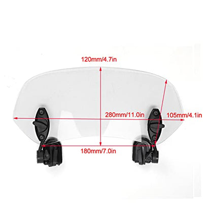 Aramox Motorcycle Windshield, Adjustable Clip On Wind Deflector, 11 Inch Windscreen Accessories