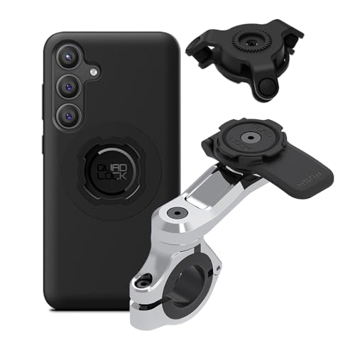 Quad Lock Motorcycle Handlebar Phone Mount PRO Chrome with Vibration Dampener and MAG Phone Case for Galaxy S24+ - size: Galaxy S24+