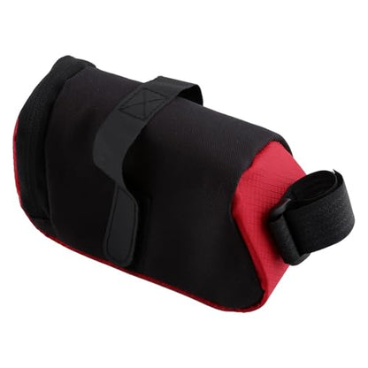 Lightweight Bike Saddle Bag - Under Seat Storage Pack with Zippered Opening for Road and Mountain Bikes, Hook-and-Loop Attachment for Cycling Essentials,5.91 x 2.76 x 2.76in (Red)