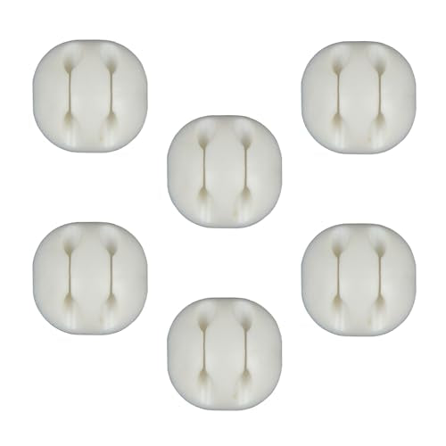6-Pack Cable Clips, Self-Adhesive Double Cord Organizer Wire Holder for Desk, Wall, Car, Office & Nightstand, Easy Install (6 Pcs-2 Holes White) - color: 6 Pcs-2 Holes White